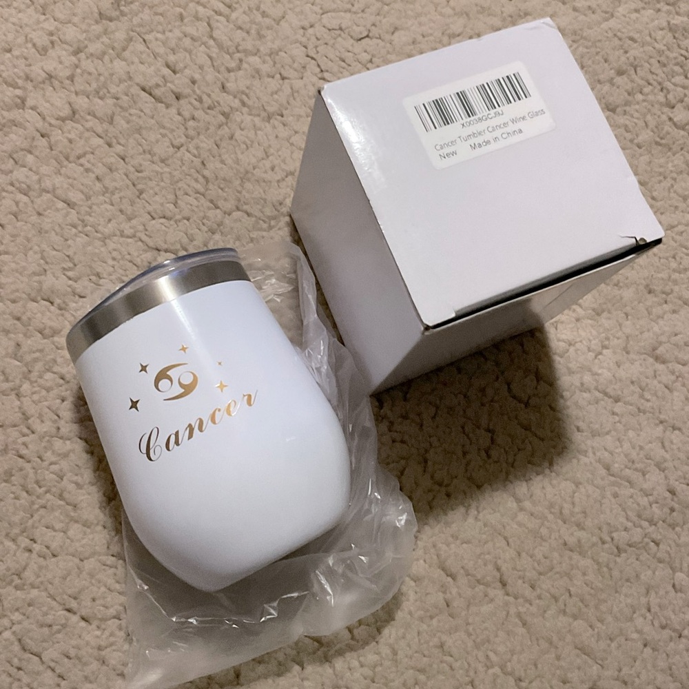 🤍New White Cancer Zodiac Wine Tumbler🤍